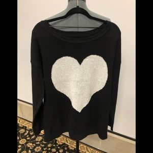 INC black sweater with heart long sleeve